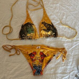 Vintage Ed Hardy Koi Fish Bikini Set M